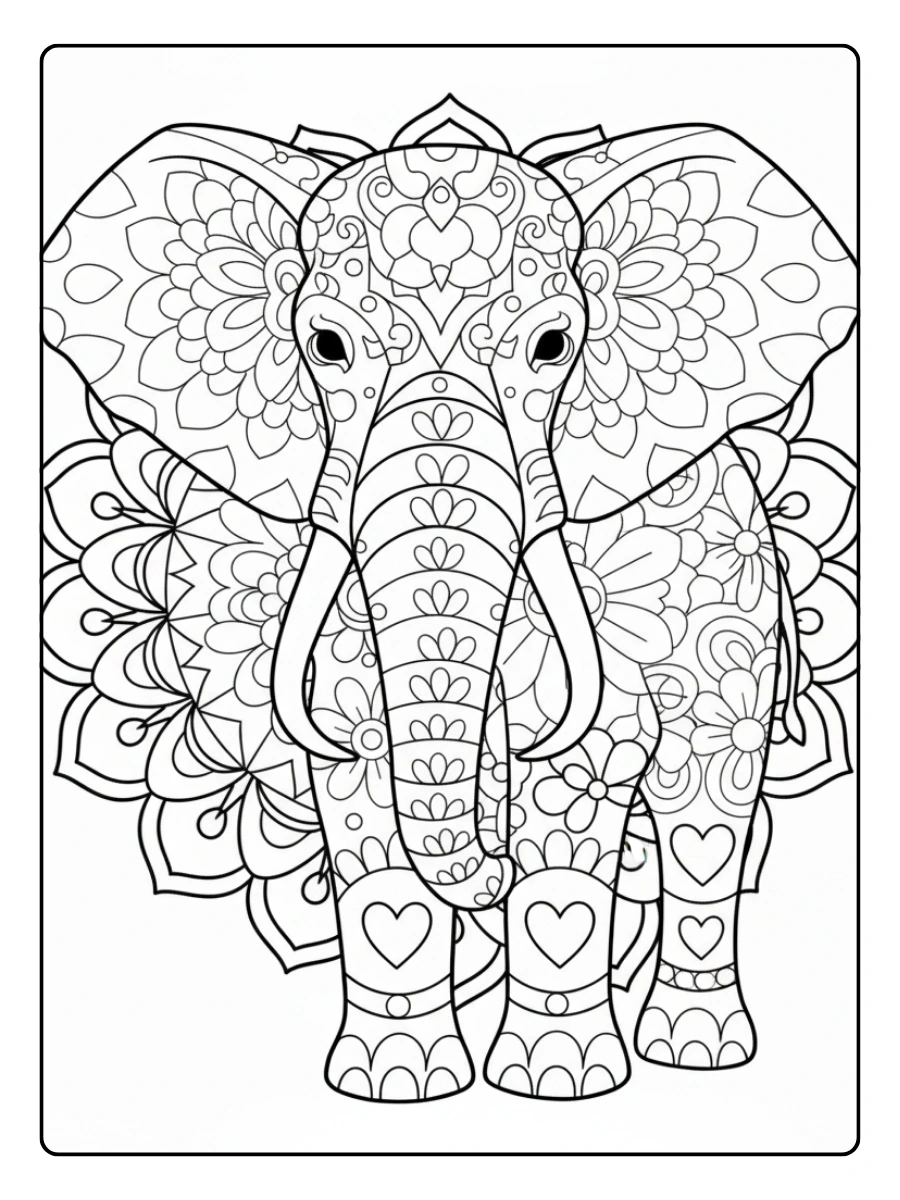 Disegni da colorare elefante mandala per adulti
