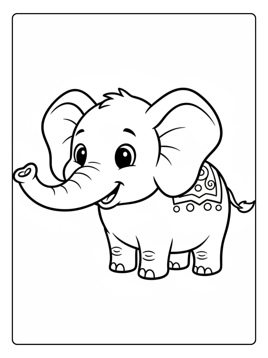 Disegni da colorare elefante stile cartone animato