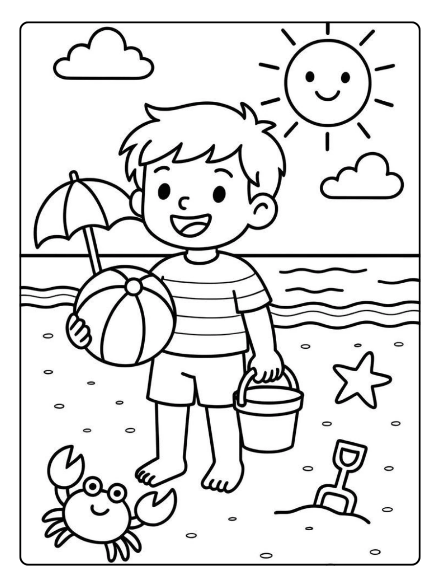 Disegni da colorare estate spiaggia