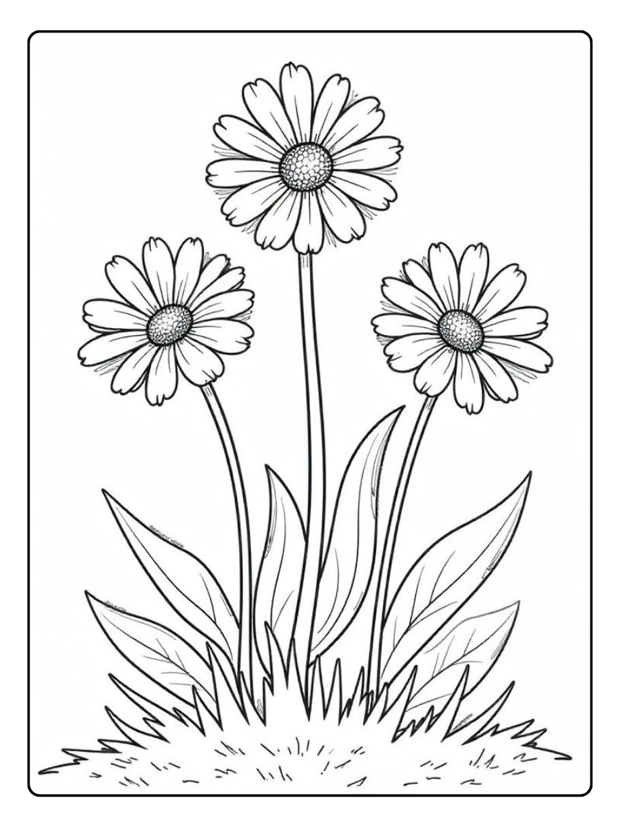 Disegni da colorare fiori a linee semplici