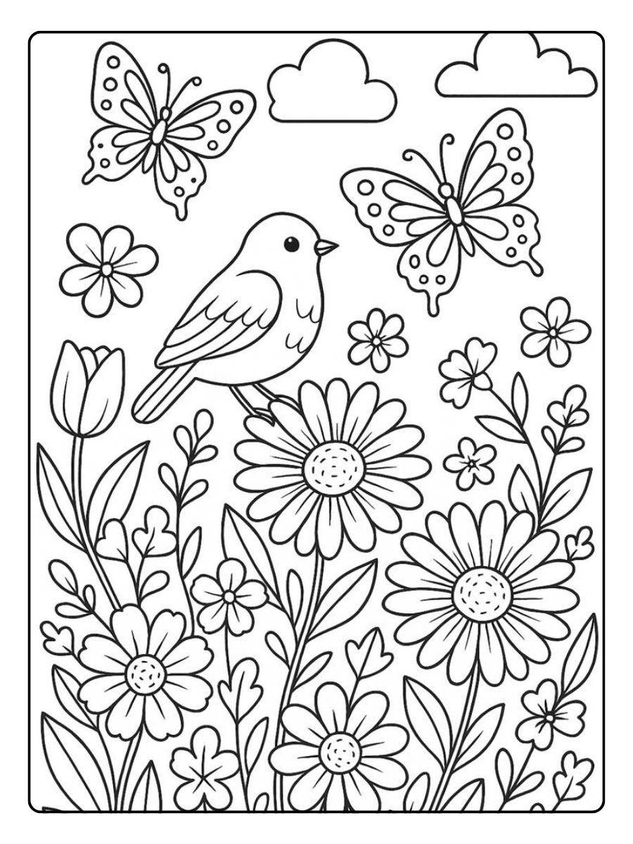 Disegni da colorare fiori semplici per bambini