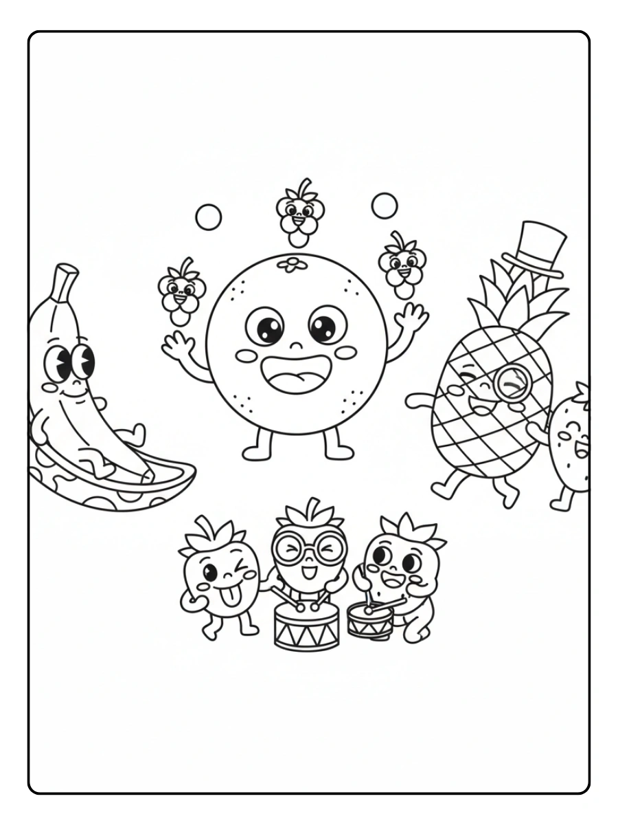 Disegni da colorare frutta carina divertenti