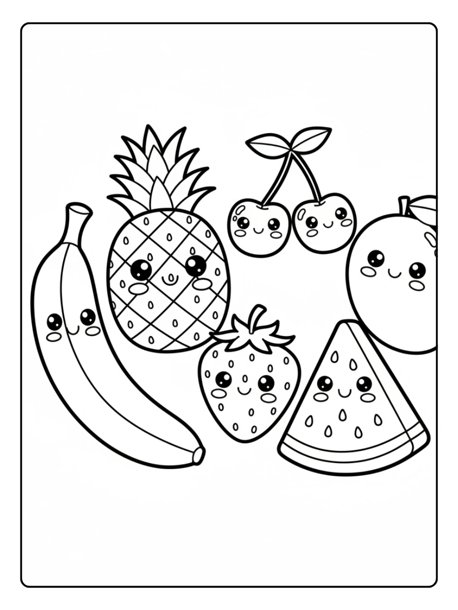 Disegni da colorare frutta carina estivi