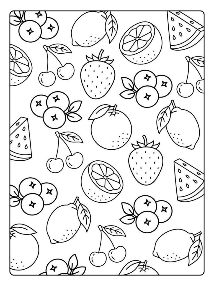 Disegni da colorare frutta carina facili