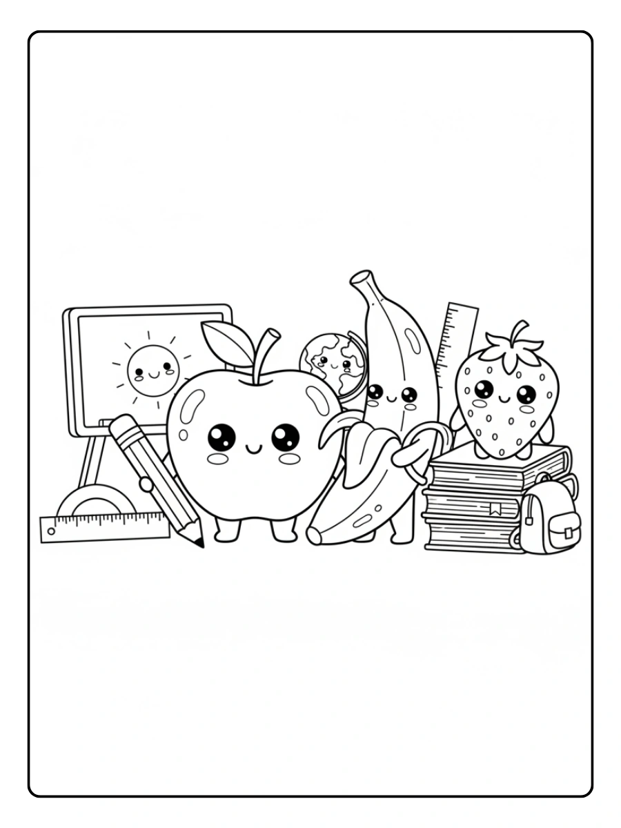 Disegni da colorare frutta carina per la scuola