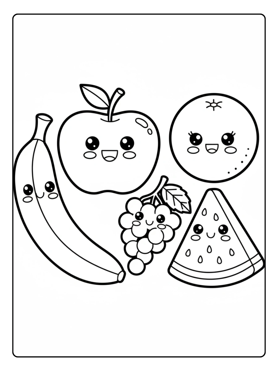 Disegni da colorare frutta carina per l’asilo