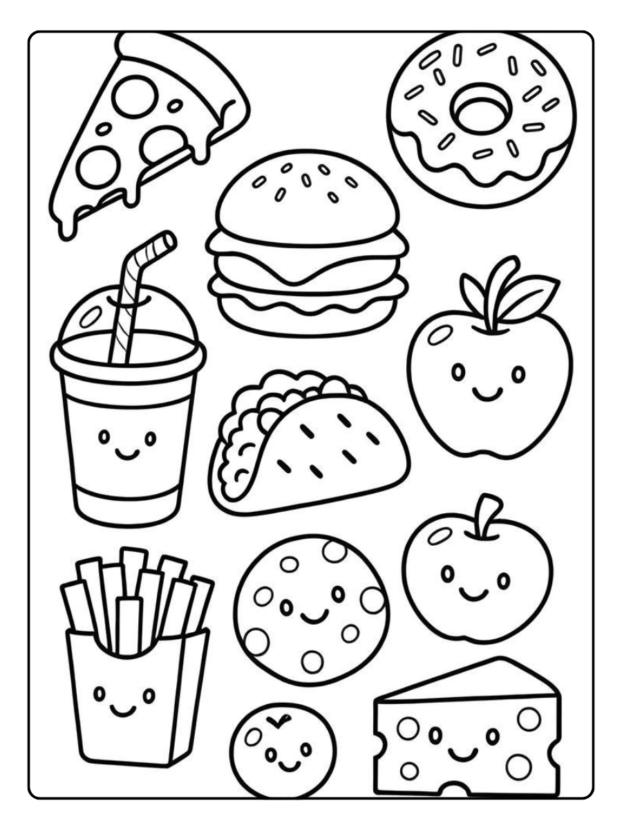 Disegni da colorare frutta carina stampabili