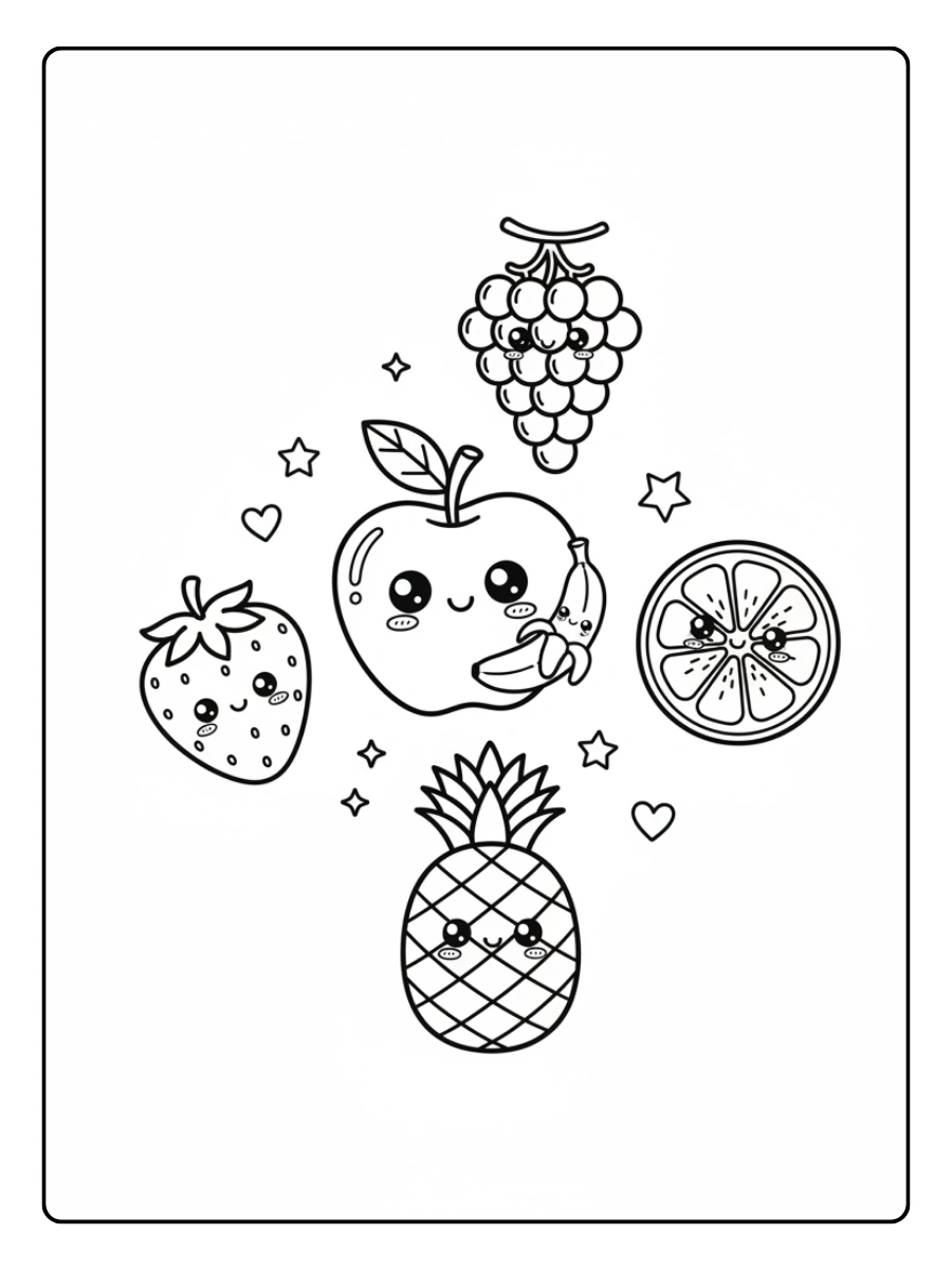 Disegni da colorare frutta carina