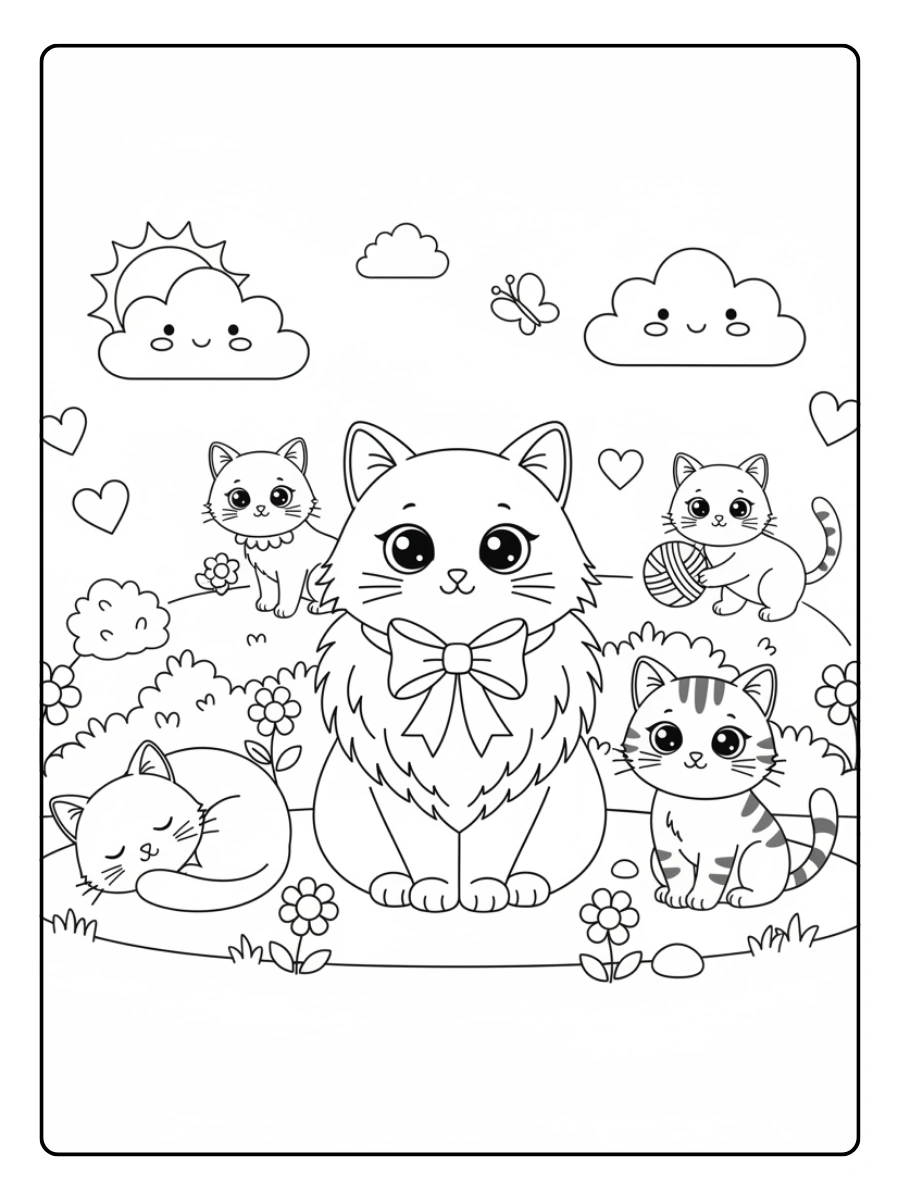 Disegni da colorare gatti carini per bambini