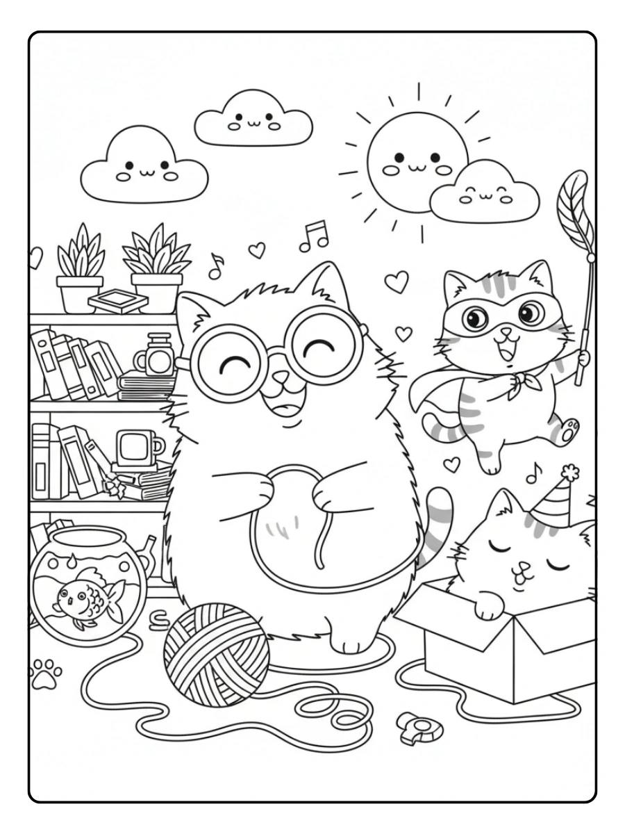 Disegni da colorare gatti divertenti da stampare