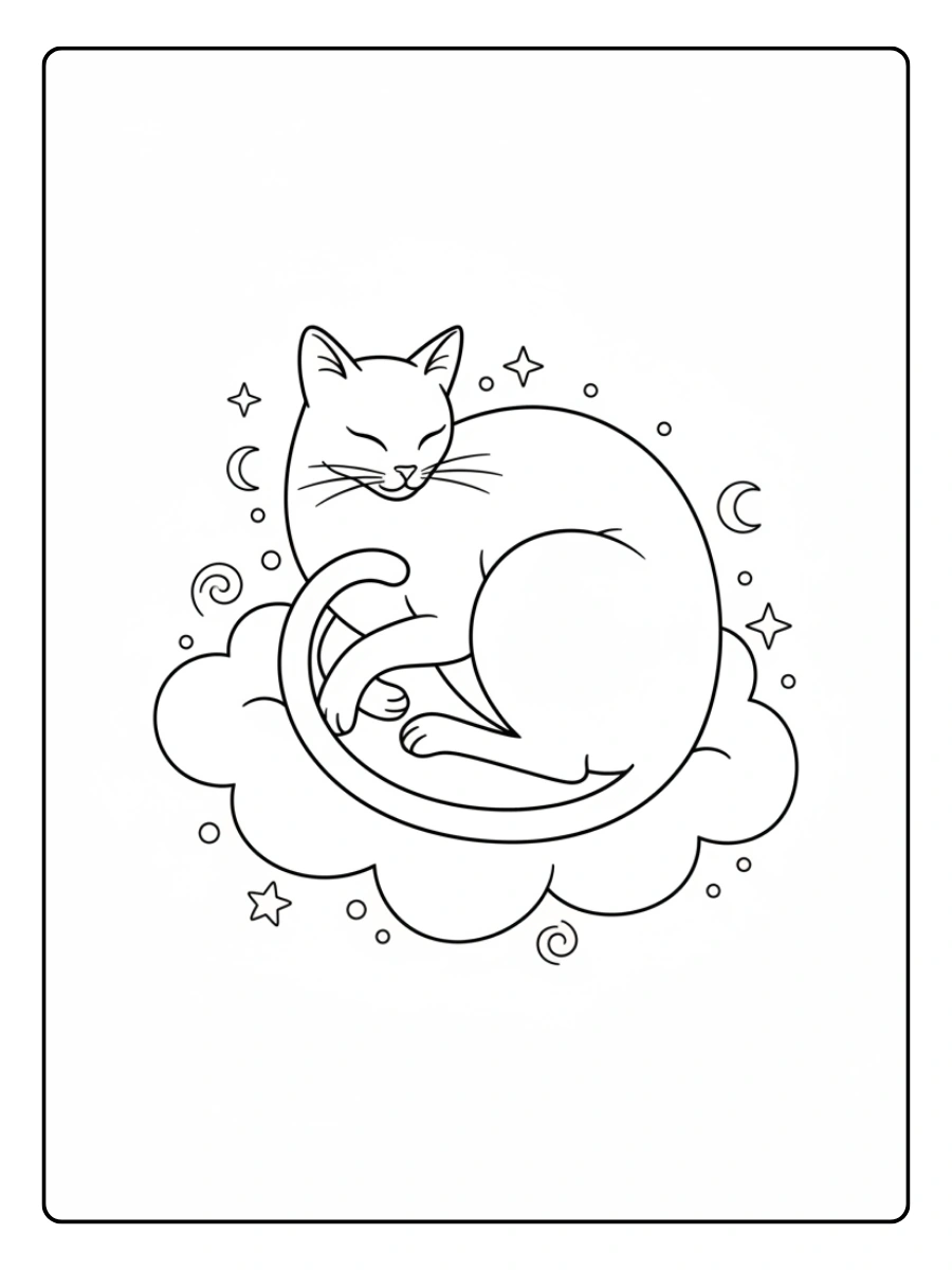 Disegni da colorare gatti line art