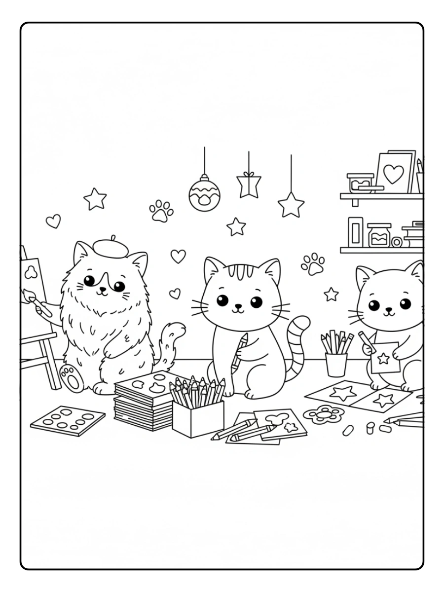 Disegni da colorare gatti per attività creative