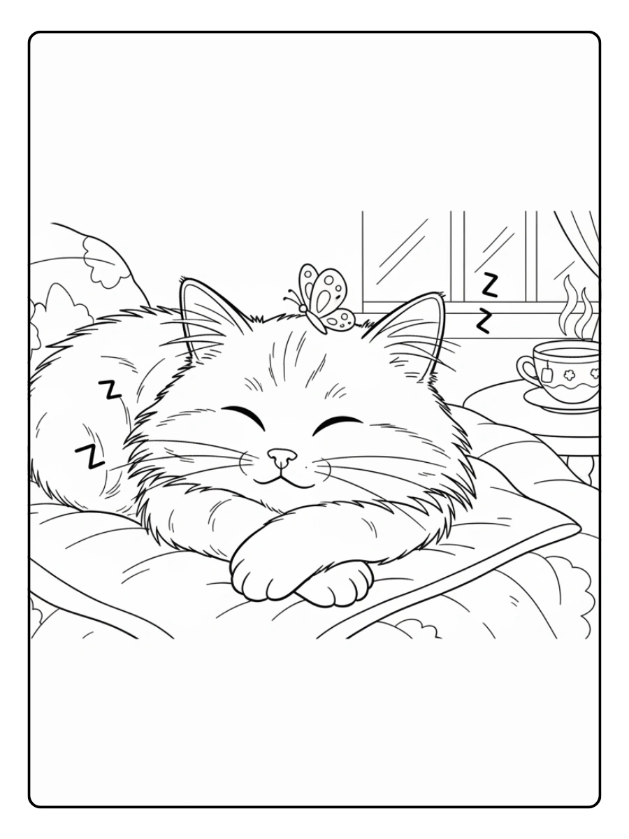 Disegni da colorare gatti per rilassarsi