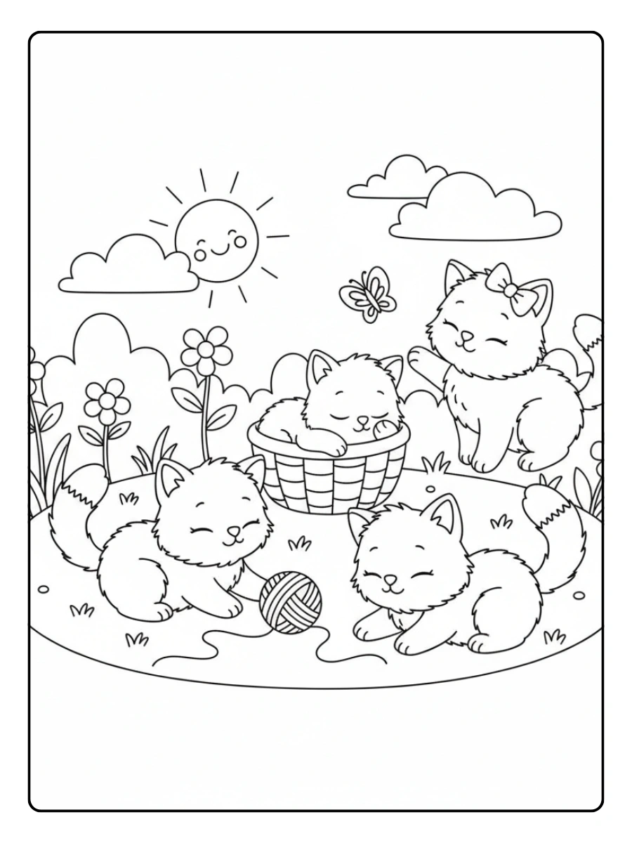 Disegni da colorare gatti semplici per bambini piccoli