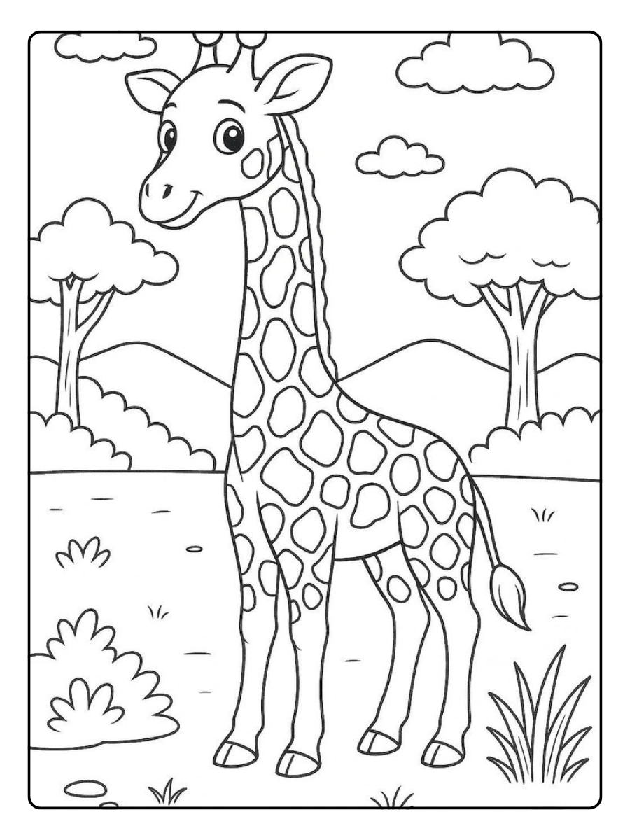 Disegni da colorare giraffa kawaii