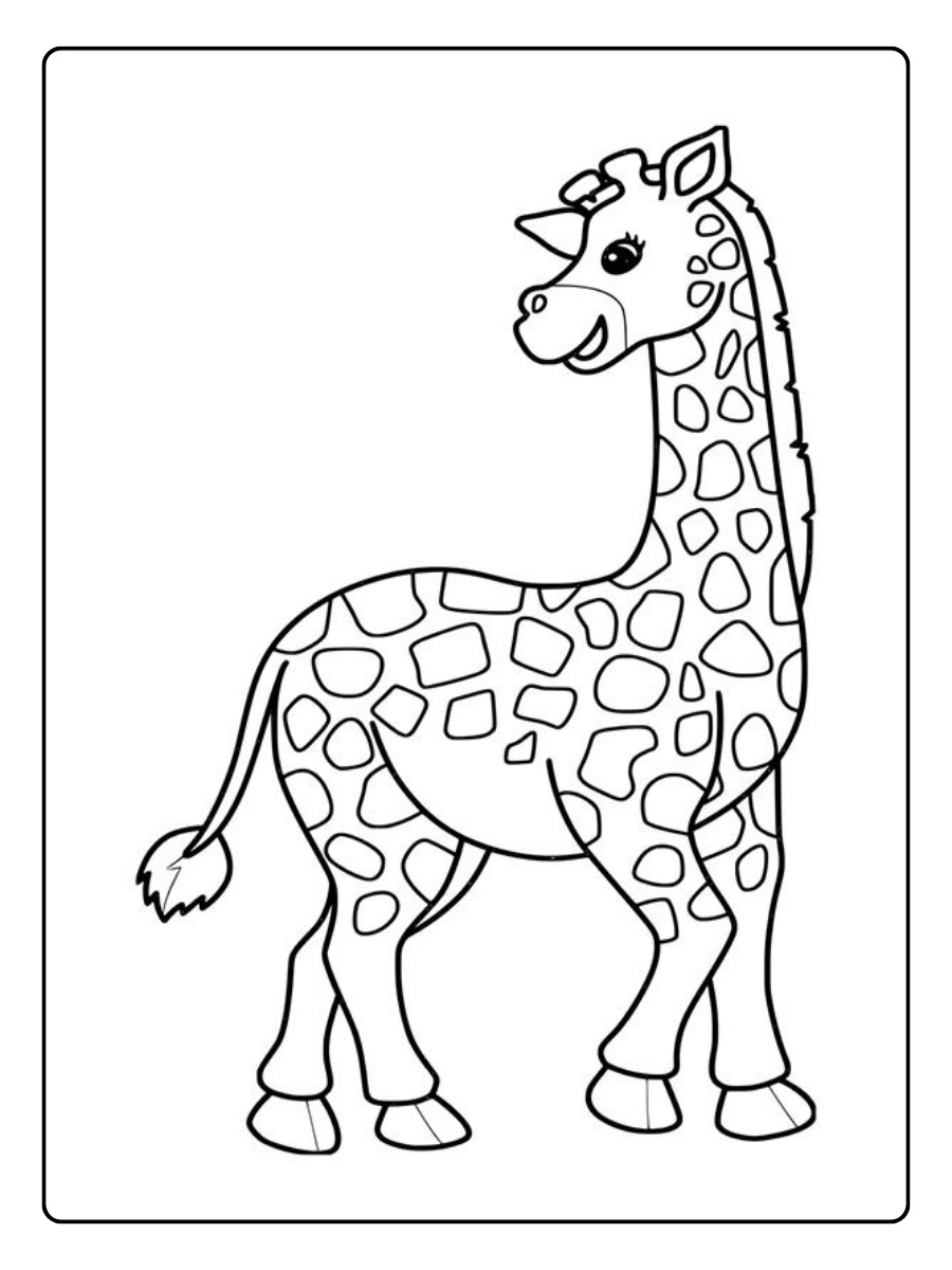 Disegni da colorare giraffa linea spessa