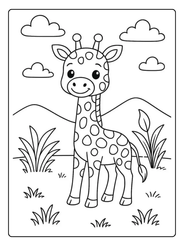 Disegni da colorare giraffa realistica