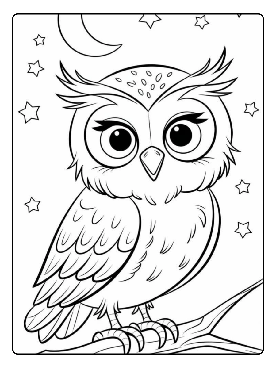 Disegni da colorare gufi con occhi grandi