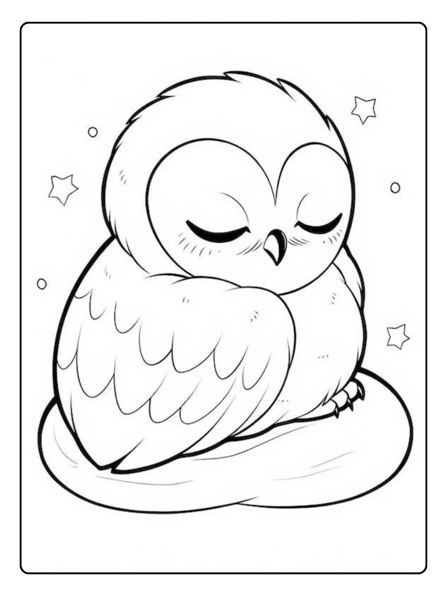 Disegni da colorare gufi dettagliati in bianco e nero