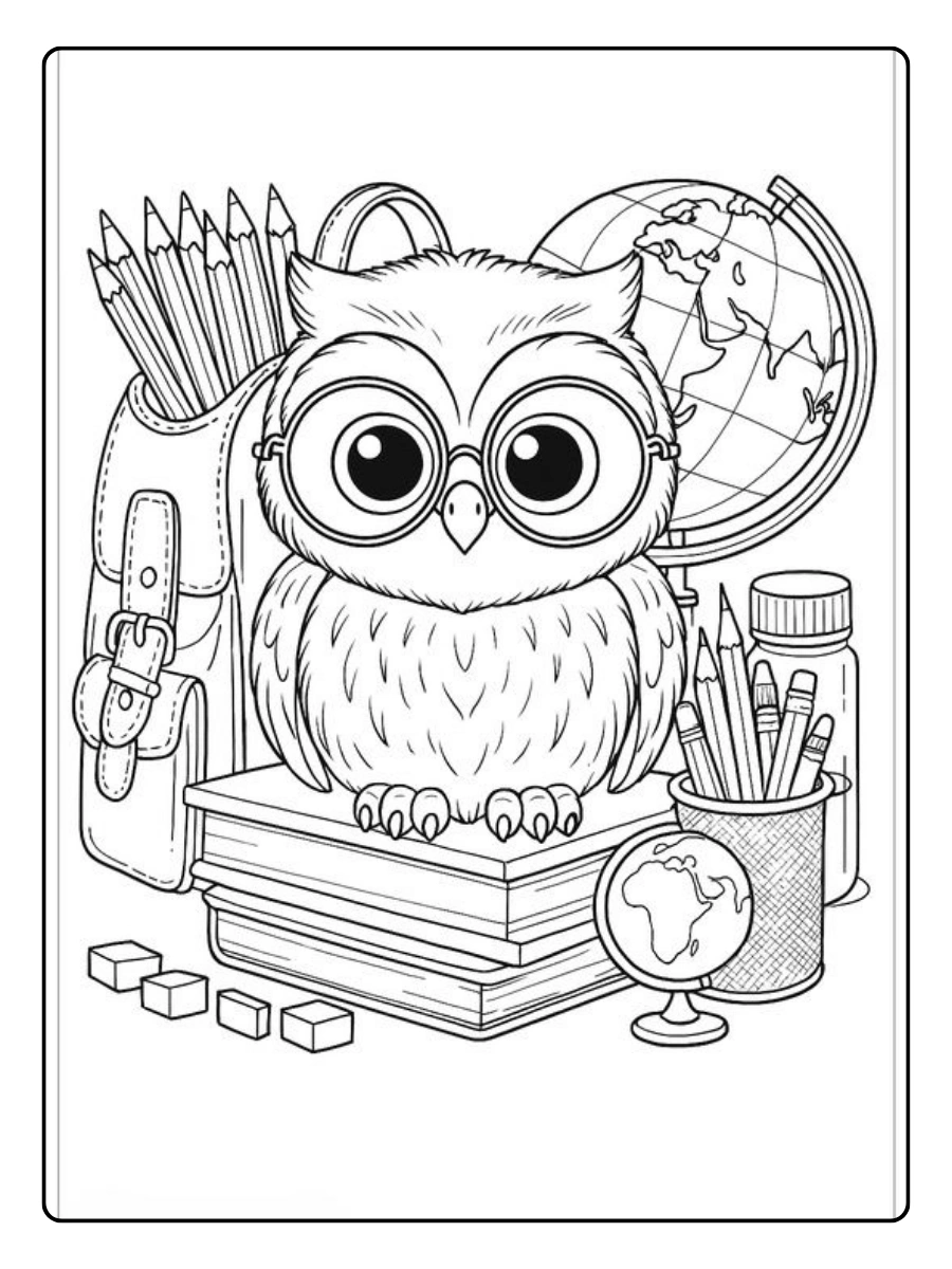 Disegni da colorare gufi e luna