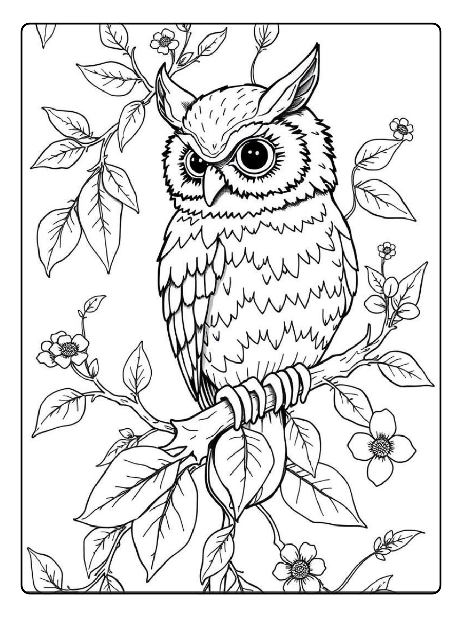 Disegni da colorare gufi fantasy