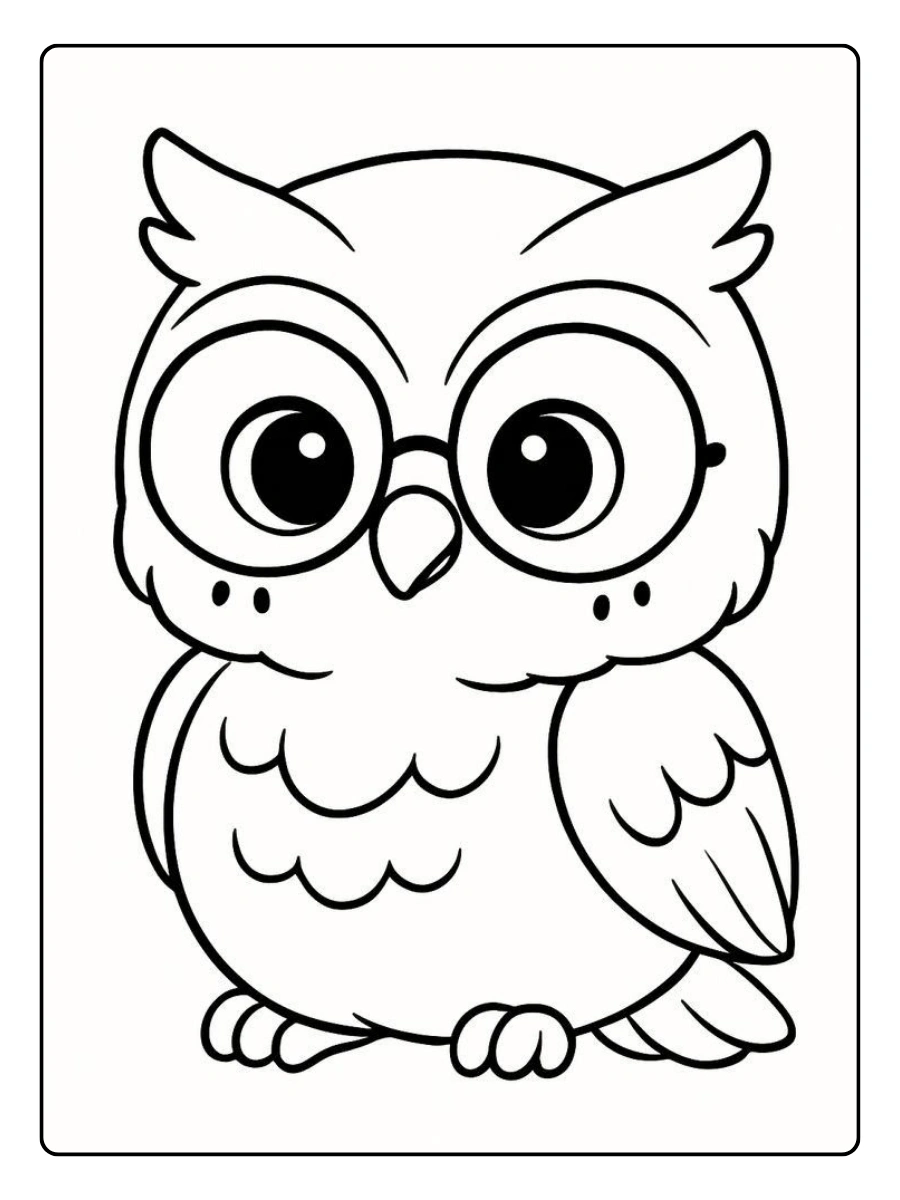 Disegni da colorare gufi kawaii facili