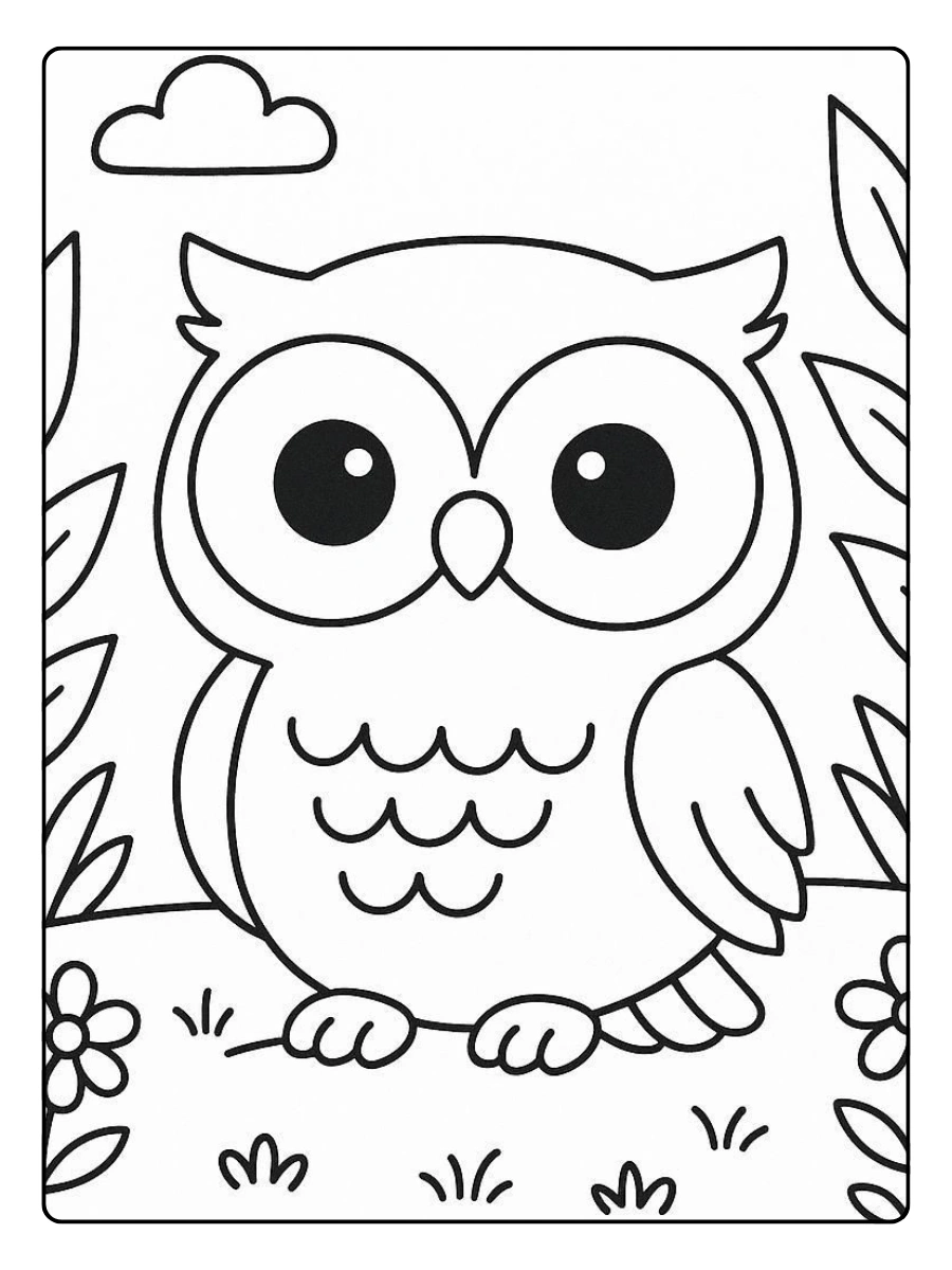 Disegni da colorare gufi notturni nel bosco