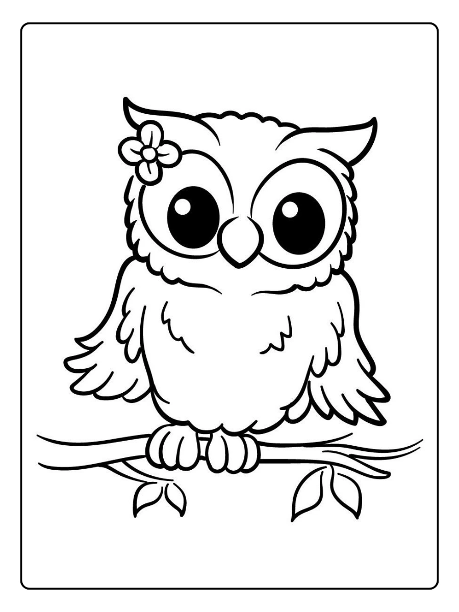 Disegni da colorare gufi semplici per bambini piccoli