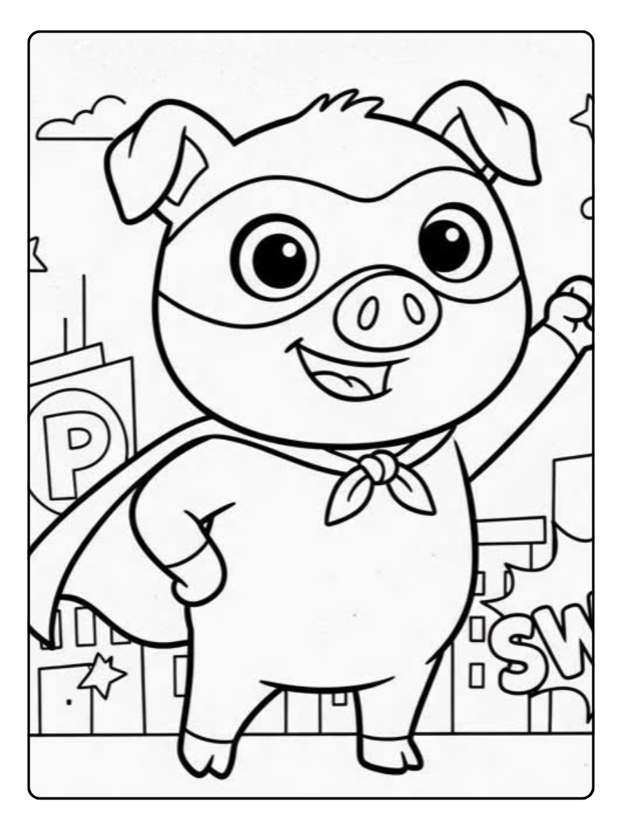 Disegni da colorare maiale animato