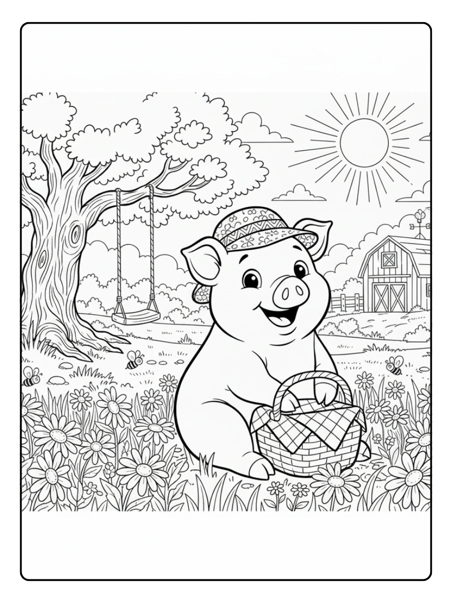 Disegni da colorare maiale bianco e nero