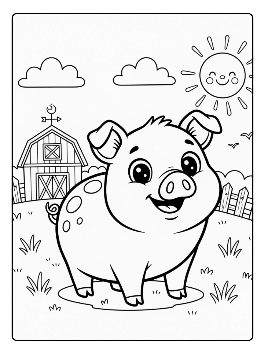 Disegni da colorare maiale cartoon