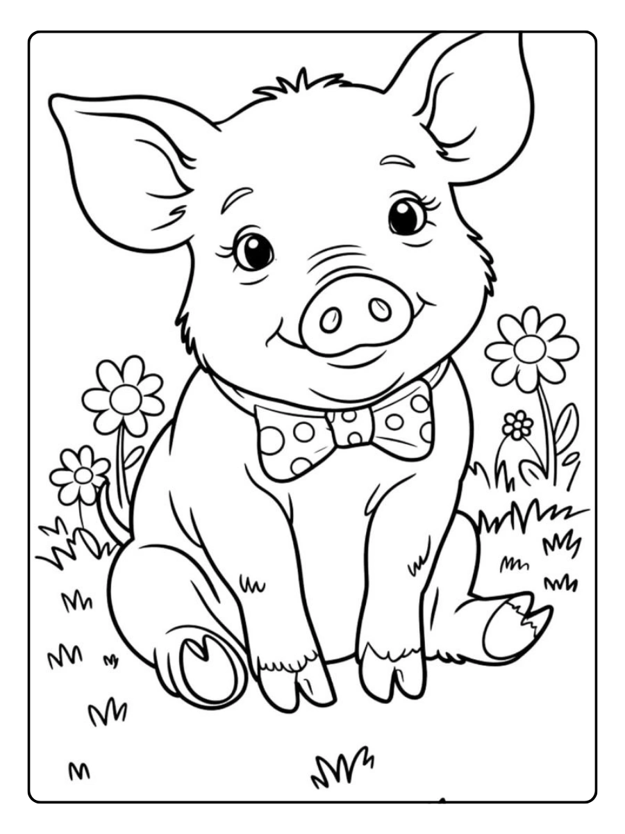 Disegni da colorare maiale kawaii