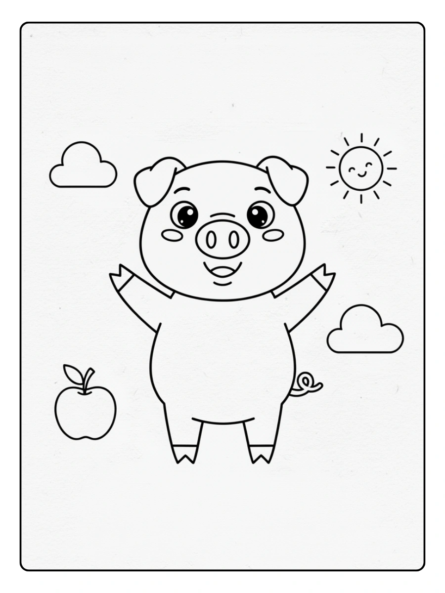 Disegni da colorare maiale linea semplice