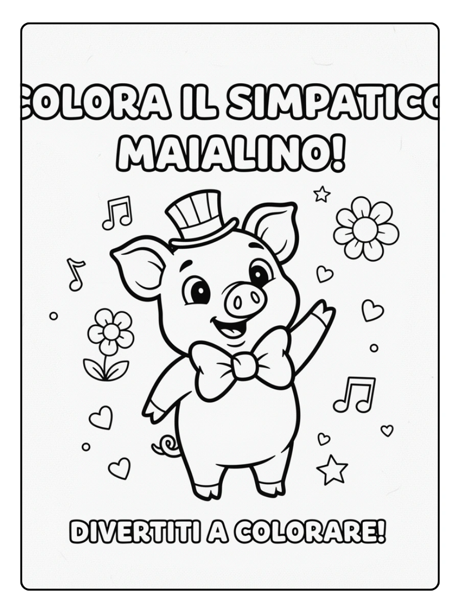 Disegni da colorare maiale simpatico