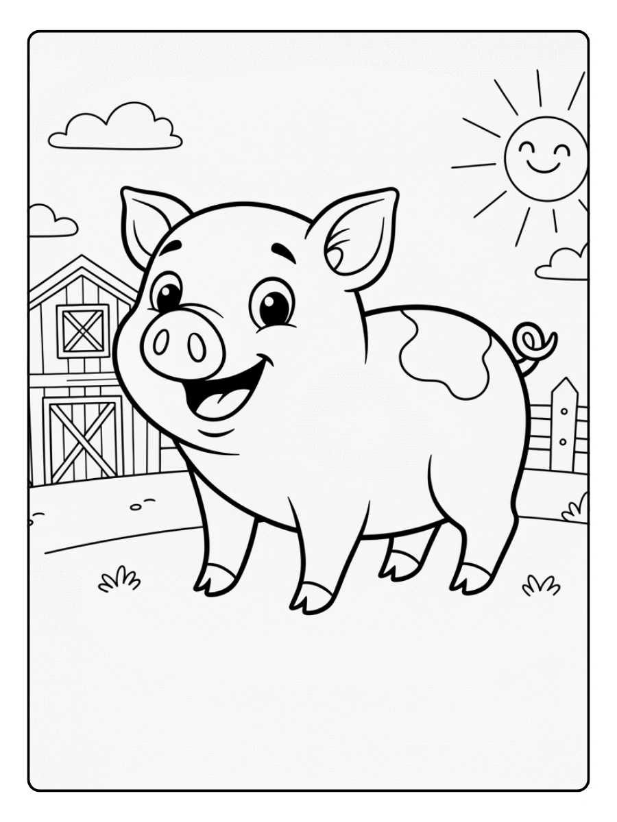 Disegni da colorare maiale sorridente