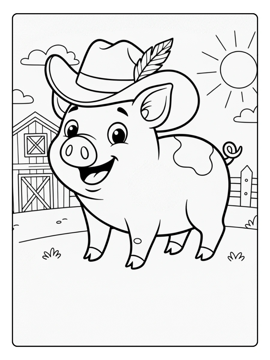 Disegni da colorare maiale stile chibi