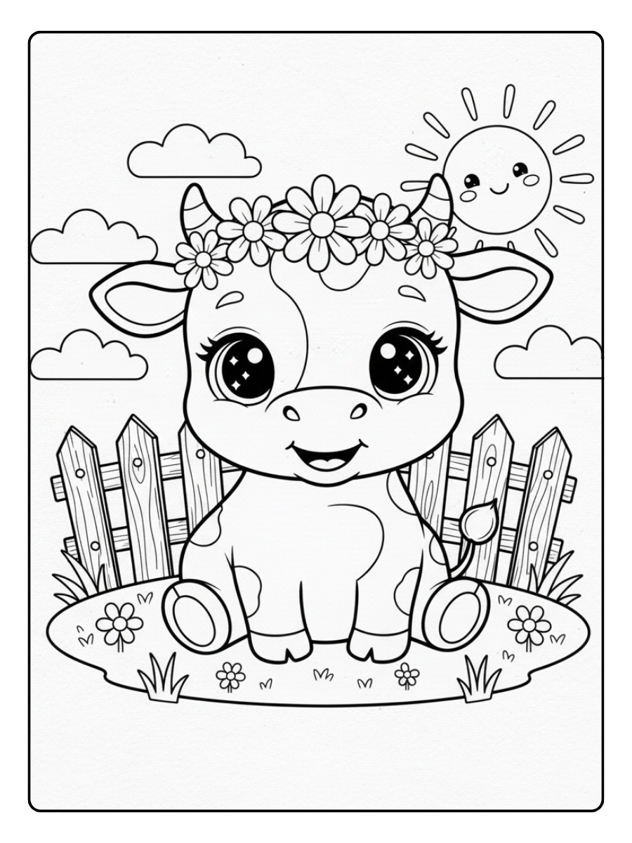 Disegni da colorare mucca adorabile