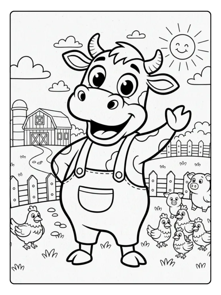 Disegni da colorare mucca animata