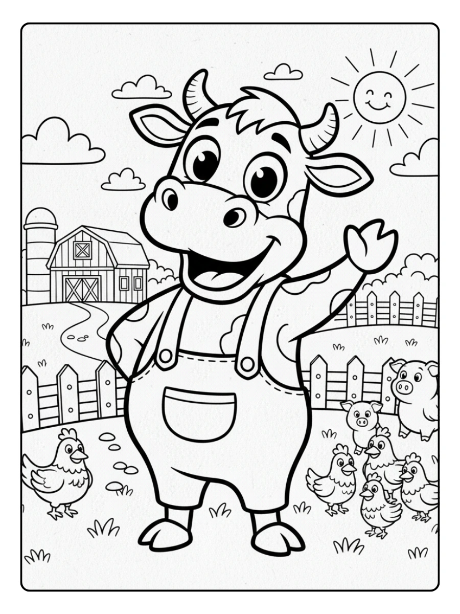 Disegni da colorare mucca animata