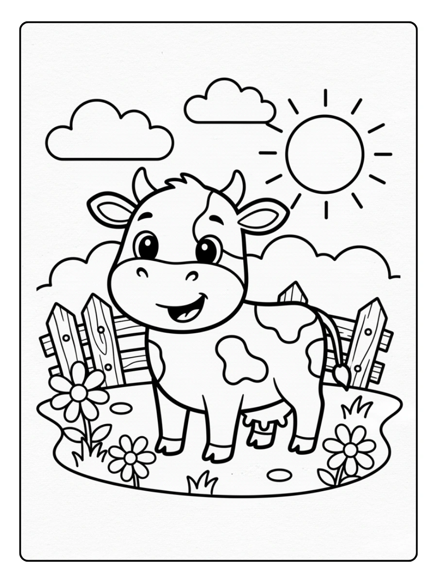 Disegni da colorare mucca con campanella