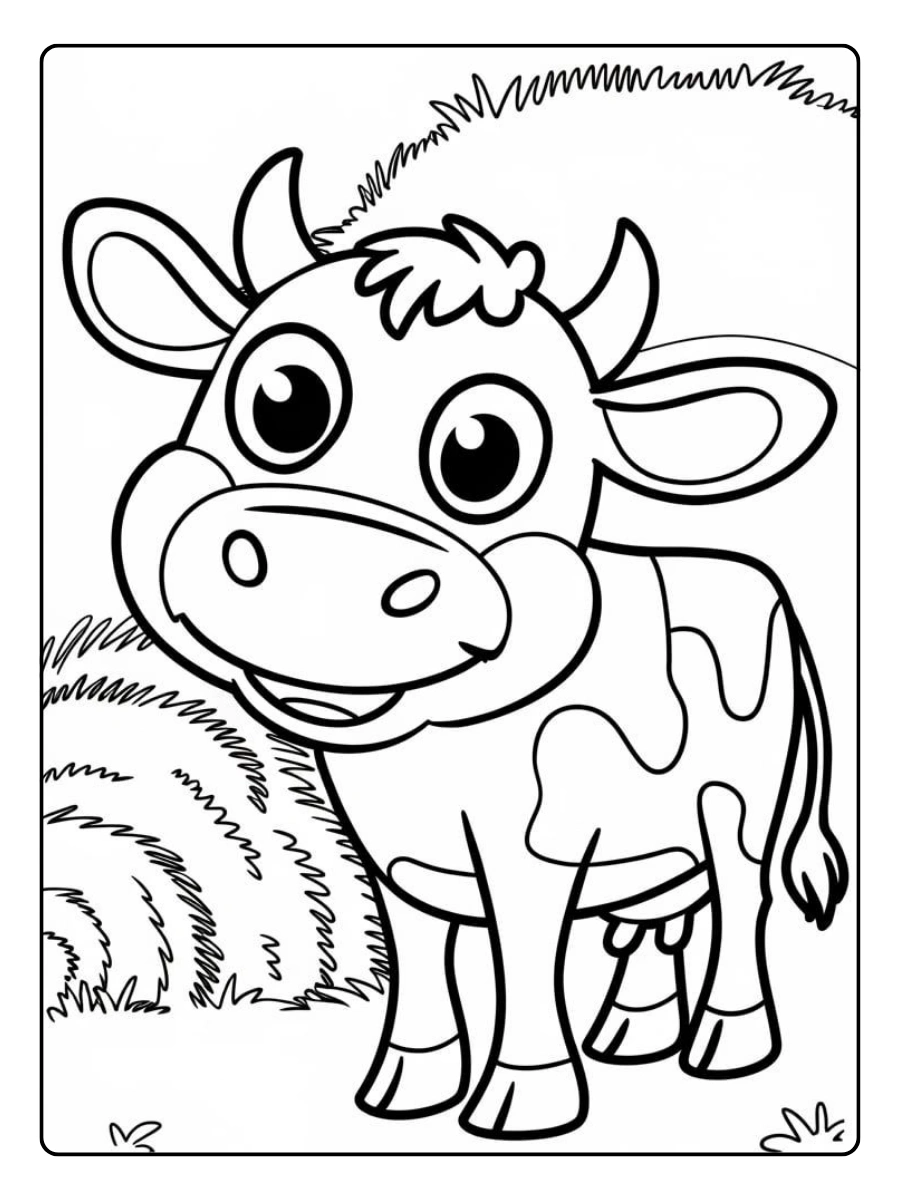 Disegni da colorare mucca in fattoria