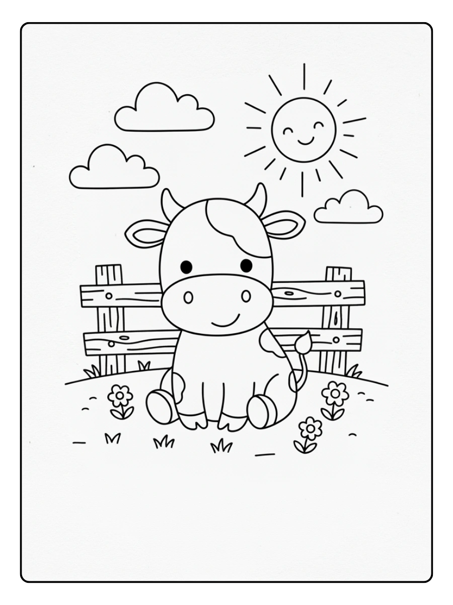 Disegni da colorare mucca linea semplice