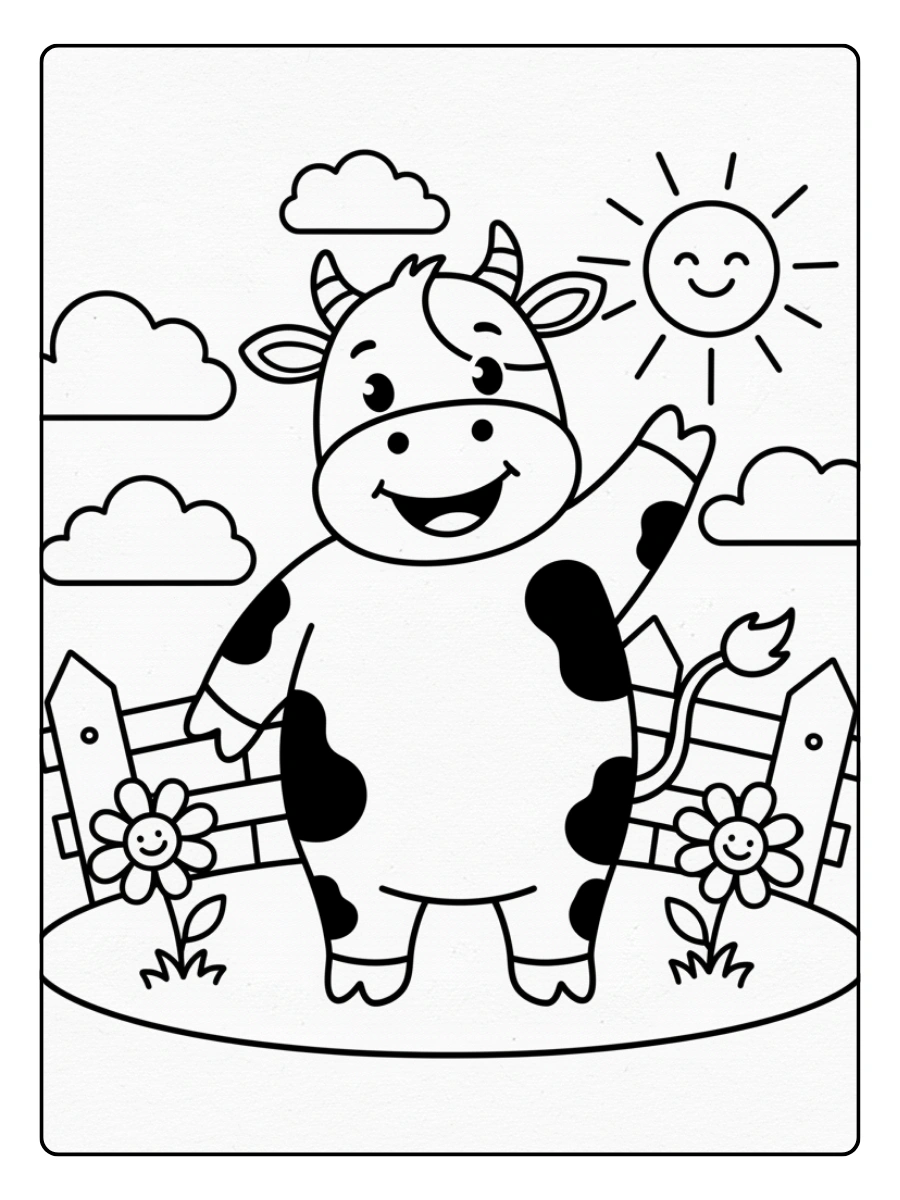 Disegni da colorare mucca per asilo