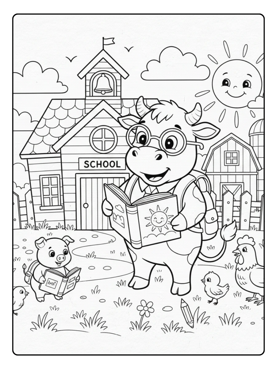 Disegni da colorare mucca per scuola