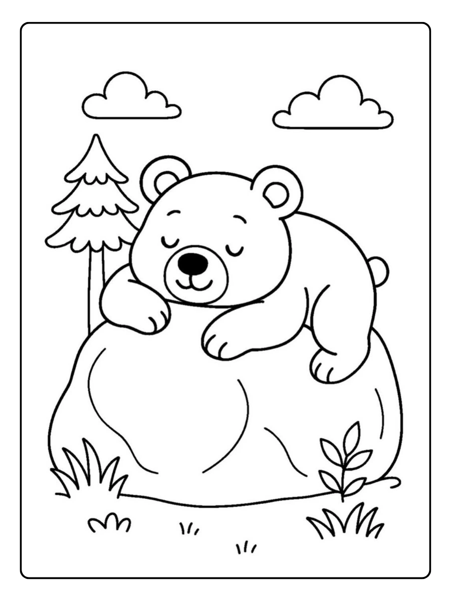 Disegni da colorare orso dormiente