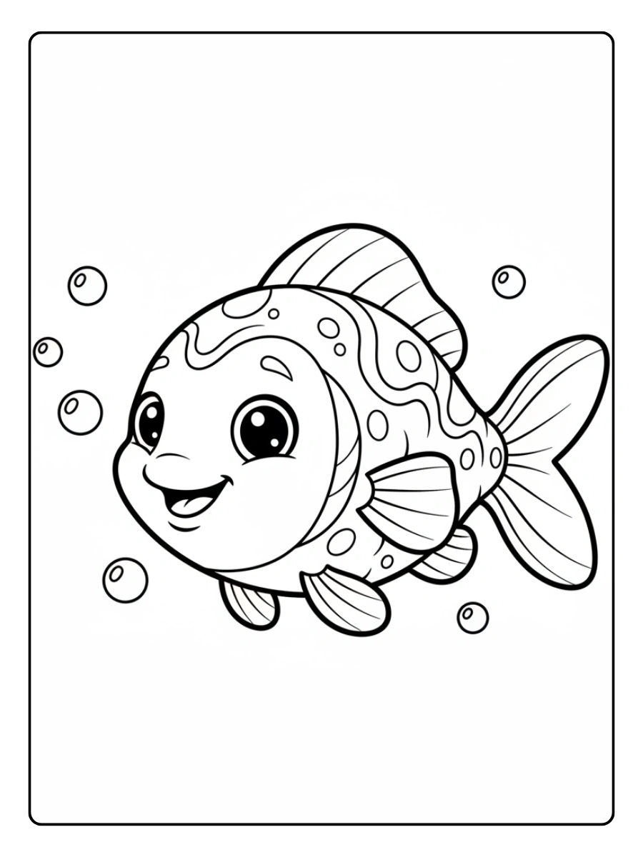 Disegni da colorare pesce carino stile cartoon