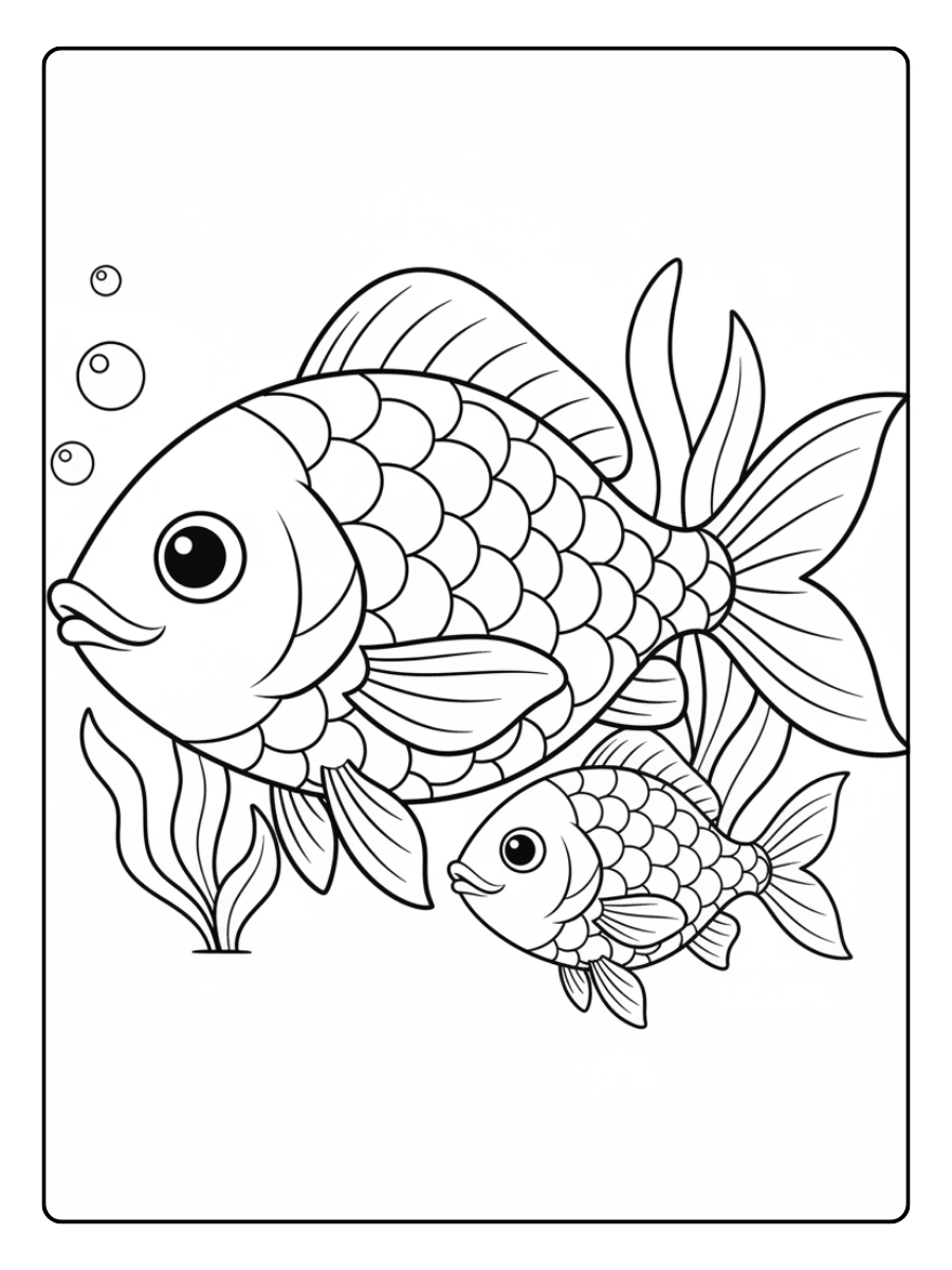 Disegni da colorare pesce grande e piccolo
