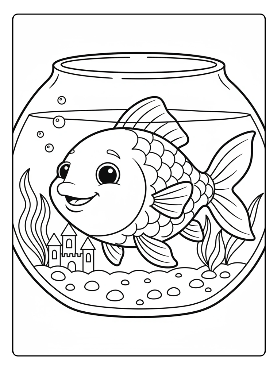 Disegni da colorare pesce in acquario
