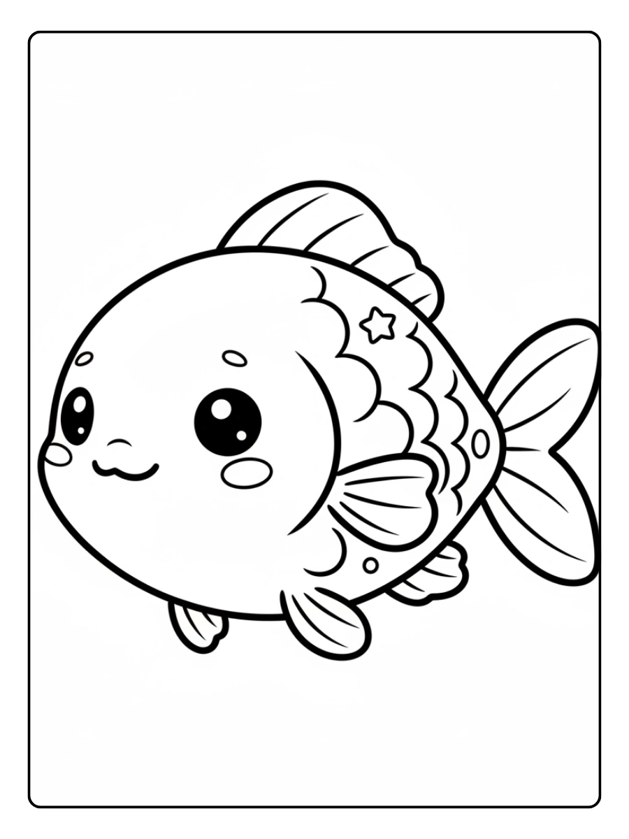 Disegni da colorare pesce kawaii