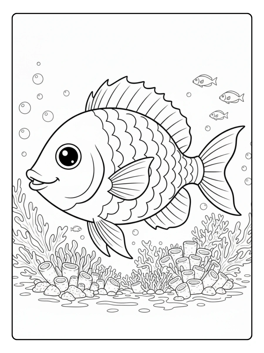 Disegni da colorare pesce marino dettagliato